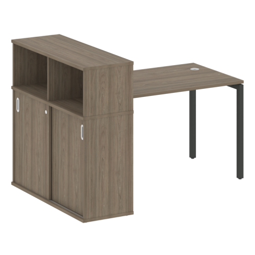 Стол офисный с шкафом-купе на П-обр. м/к Metal System Quattro 40БП.РС-СШК-3.2