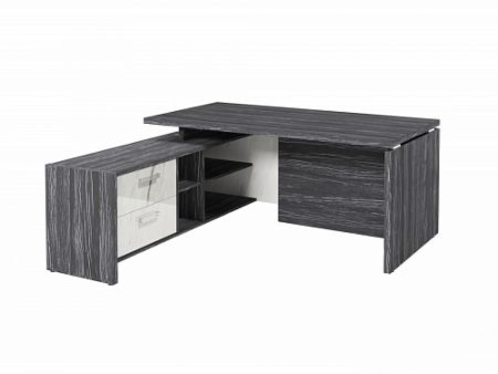 Стол с опорной тумбой FI-117L.GG Древесина Графит/Мрамор Леванто белый