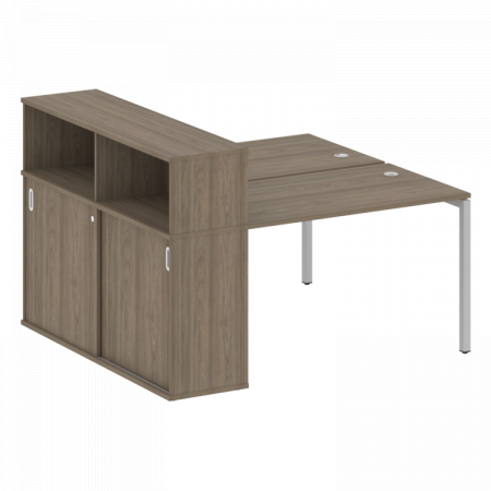 Бенч-система с шкафом-купе на П-обр. м/к Metal System Quattro 40БП.РС-СШК-2.2